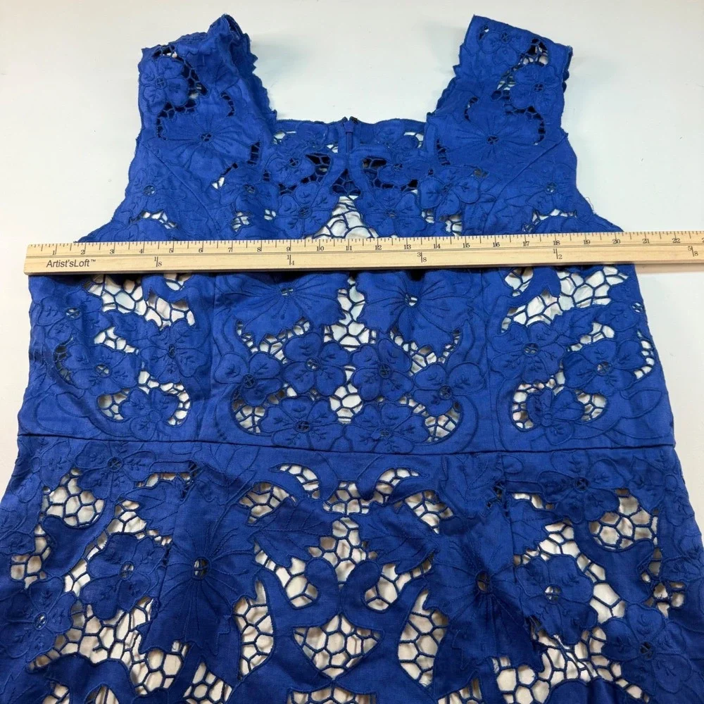 J. Peterman Blue Linen Lace Overlay Sheath Dress Women's Plus Size 20 Cocktail